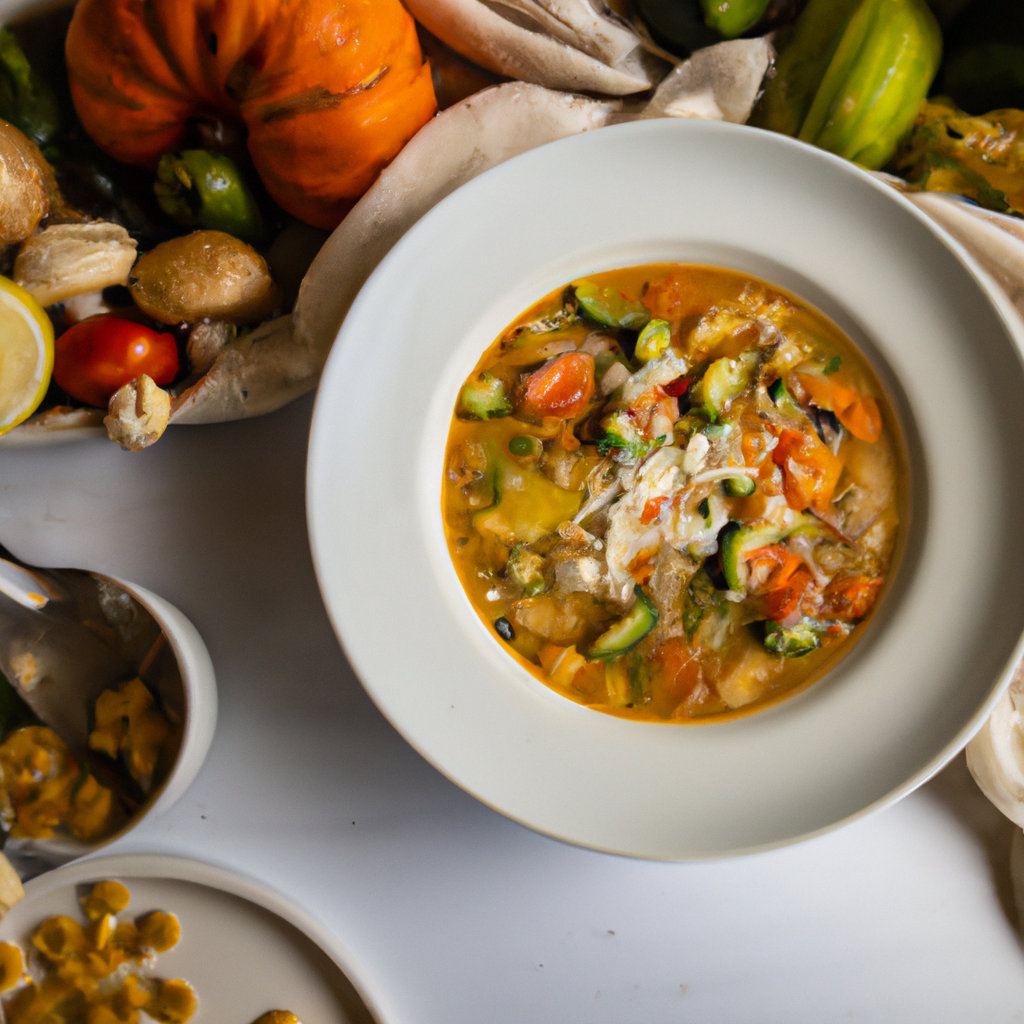 vegetable minestrone with cream  plated