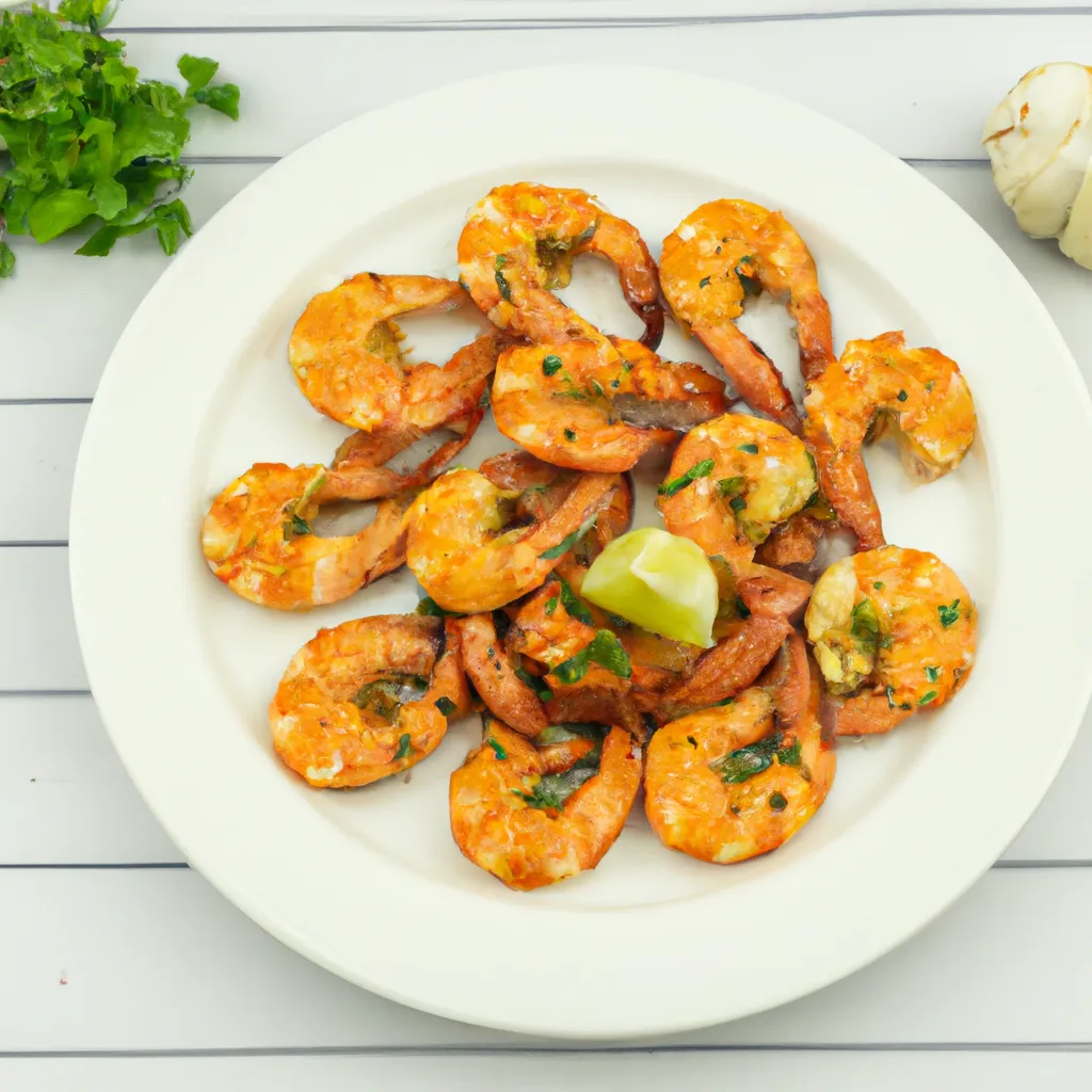 Garlic Butter Smoked Shrimp plated
