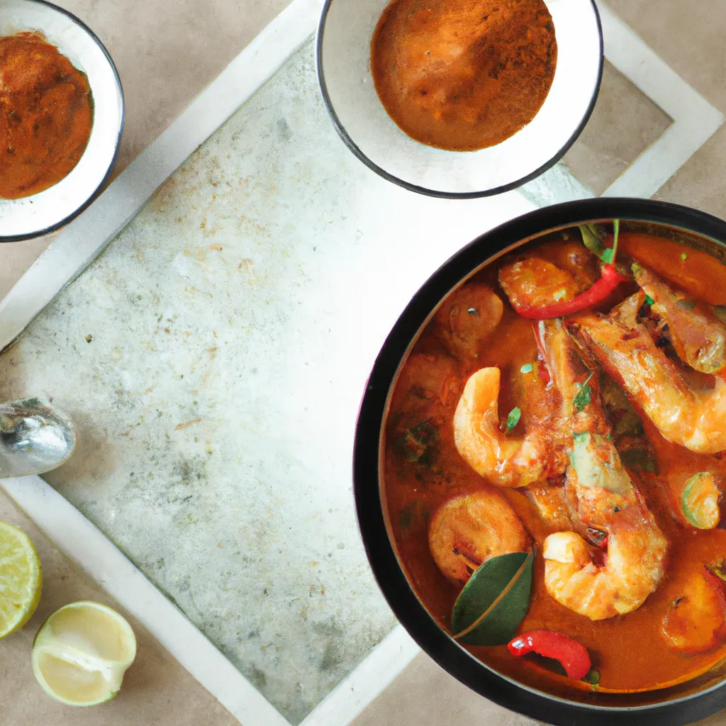 Spicy and Delicious Prawn Curry plated